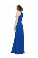 Bleu roi Trapèze Col bijou Mousseline Longue Robes demoiselle d'honneur Prix Réduit