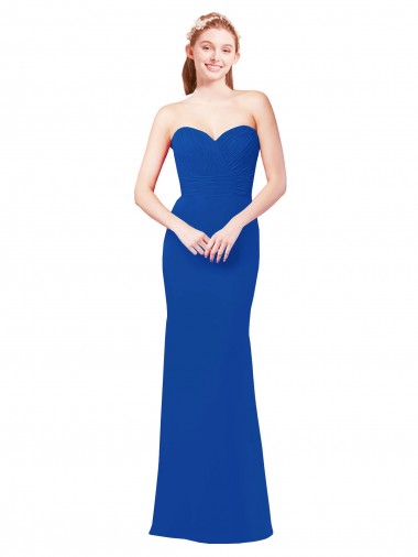 Bleu roi Trapèze Mousseline Longue Robes demoiselle d'honneur Prix Réduit