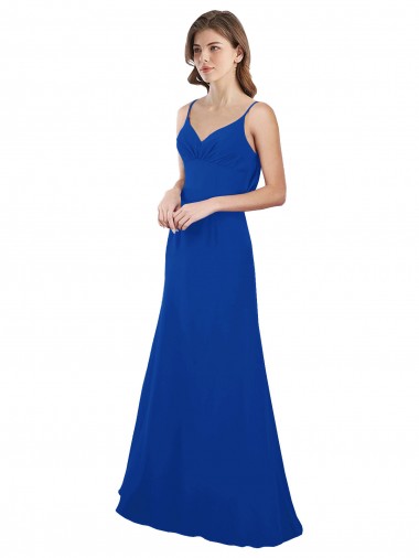 Bleu roi Trapèze Mousseline Longue Robes demoiselle d'honneur Prix Réduit
