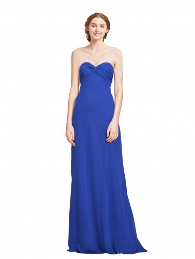 Bleu roi Trapèze Mousseline Longue Robes demoiselle d'honneur Prix Réduit