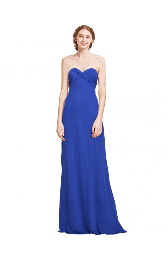 Bleu roi Trapèze Mousseline Longue Robes demoiselle d'honneur Prix Réduit