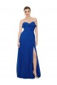 Bleu roi Trapèze Sans bretelle Mousseline Longue Robes demoiselle d'honneur Prix Réduit