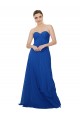 Bleu roi Trapèze Sans bretelle Mousseline Longue Robes demoiselle d'honneur Prix Réduit