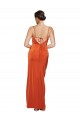 Rust Fourreau Bretelles spaghetti Balayage train Satiné Stretch Longue Formelles Robes demoiselle d'honneur / Robes de soirée / Robes de bal Prix Réduit