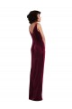Bordeaux Fourreau Col V Velours Stretch Longue Robes demoiselle d'honneur / Robes de bal Prix Réduit