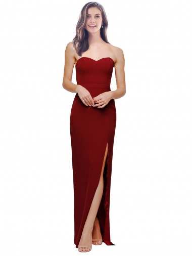 Bordeaux Fourreau Crêpe Stretch Longue Formelles Robes demoiselle d'honneur / Robes de soirée / Robes de bal Prix Réduit