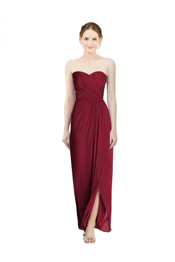 Bordeaux Fourreau Mousseline Longue Robes demoiselle d'honneur Prix Réduit