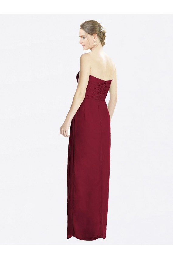 Bordeaux Fourreau Mousseline Longue Robes demoiselle d'honneur Prix Réduit