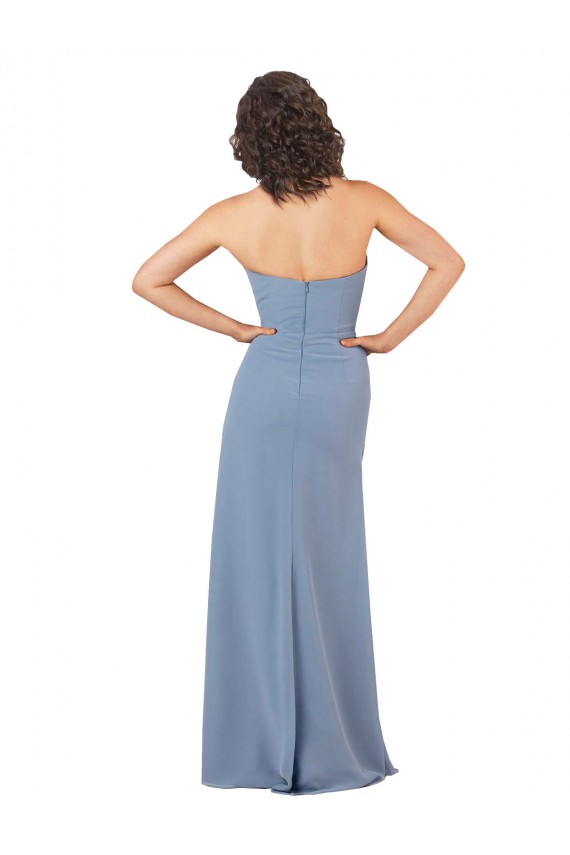 Bordeaux Fourreau Sans bretelle Mousseline Longue Robes demoiselle d'honneur Prix Réduit