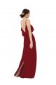 Bordeaux Fourreau Scoop Mousseline Longue Robes demoiselle d'honneur Prix Réduit