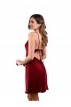 Bordeaux Fourreau midi Satiné Soyeux Courte Robes demoiselle d'honneur / Robes de soirée / Robes de cocktail Prix Réduit
