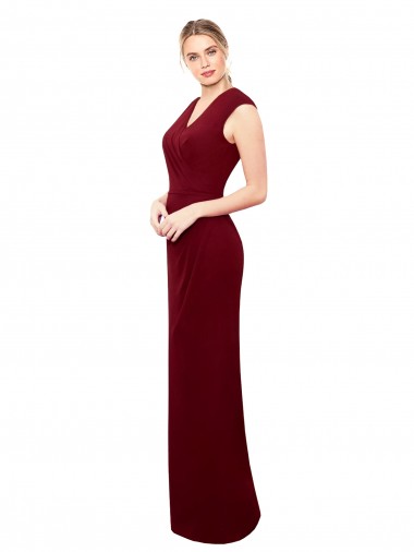 Bordeaux Sirène Col V Mousseline Longue Robes demoiselle d'honneur / Robes de bal Prix Réduit