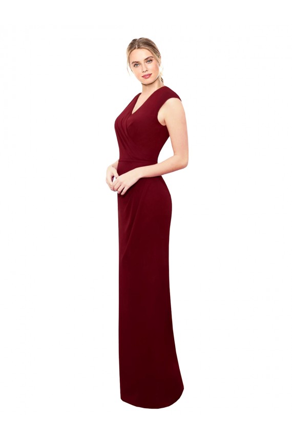 Bordeaux Sirène Col V Mousseline Longue Robes demoiselle d'honneur / Robes de bal Prix Réduit