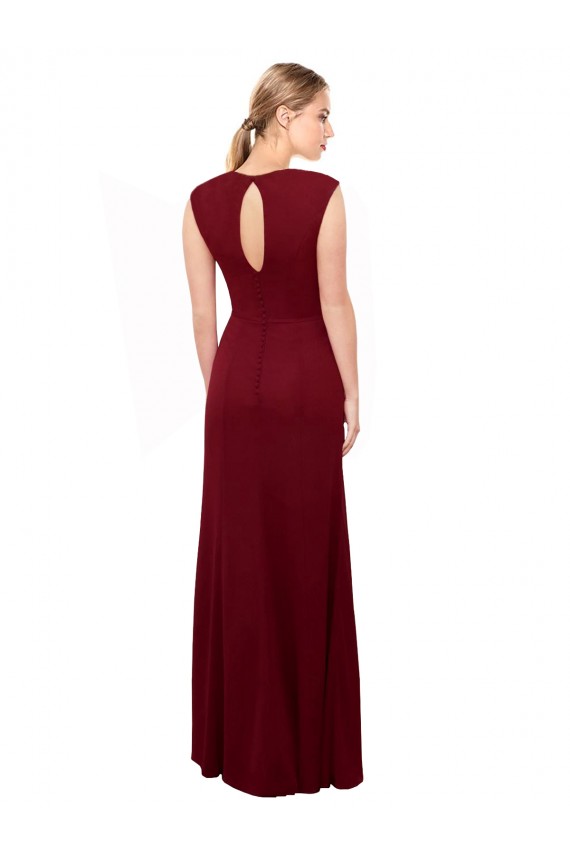 Bordeaux Sirène Col V Mousseline Longue Robes demoiselle d'honneur / Robes de bal Prix Réduit