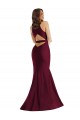 Bordeaux Sirène Col V Satiné Soyeux Longue Formelles Robes demoiselle d'honneur / Robes de soirée / Robes de bal Prix Réduit