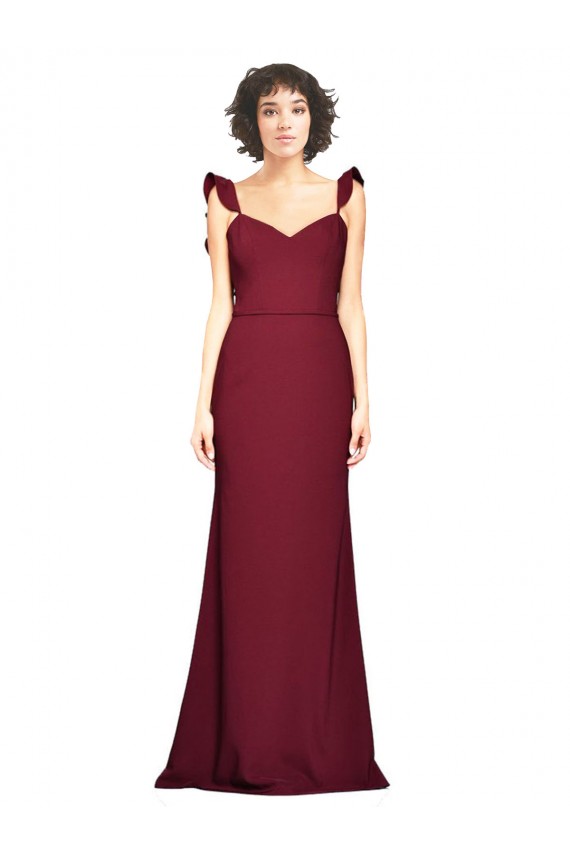 Bordeaux Sirène Sans bretelle Crêpe Stretch Longue Robes demoiselle d'honneur / Robes de bal Prix Réduit
