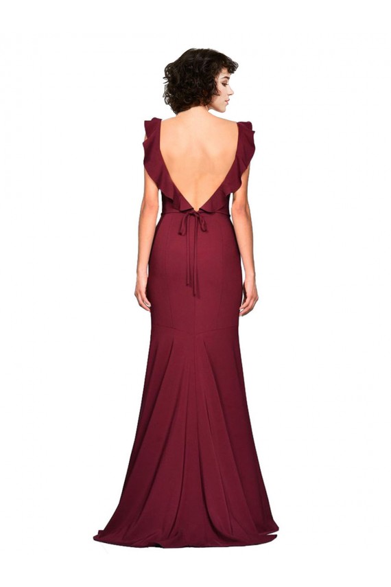 Bordeaux Sirène Sans bretelle Crêpe Stretch Longue Robes demoiselle d'honneur / Robes de bal Prix Réduit