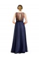 Bordeaux Trapèze Col Bateau Tulle Longue Robes demoiselle d'honneur Prix Réduit