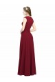 Bordeaux Trapèze Col Carré Crêpe Stretch Longue Robes demoiselle d'honneur / Robes de bal Prix Réduit