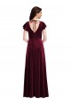 Bordeaux Trapèze Col V Velours Stretch Longue Robes demoiselle d'honneur / Robes de bal Prix Réduit