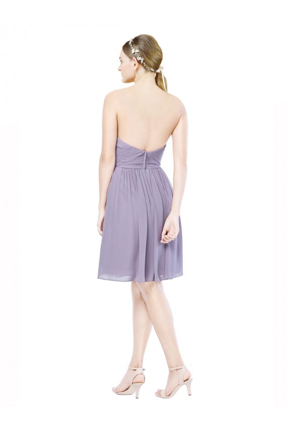 Bordeaux Trapèze Mousseline Courte Robes demoiselle d'honneur / Robes de cocktail Prix Réduit
