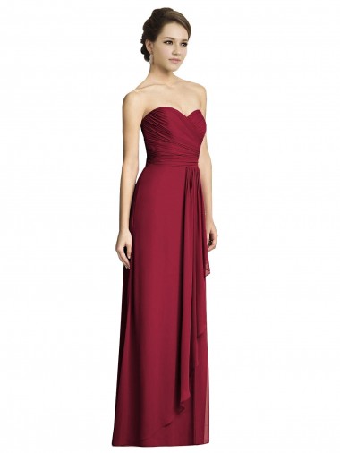 Bordeaux Trapèze Mousseline Longue Robes demoiselle d'honneur Prix Réduit