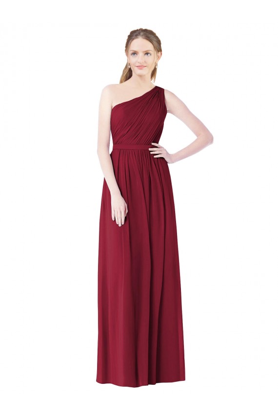 Bordeaux Trapèze Mousseline Longue Robes demoiselle d'honneur Prix Réduit