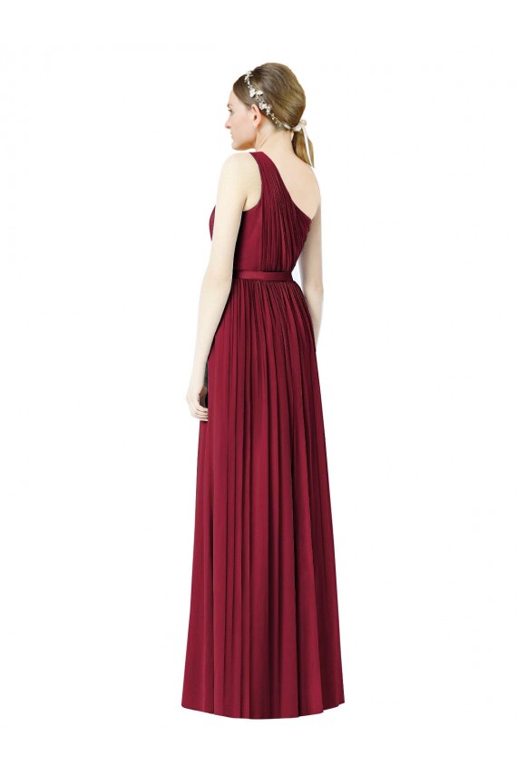 Bordeaux Trapèze Mousseline Longue Robes demoiselle d'honneur Prix Réduit