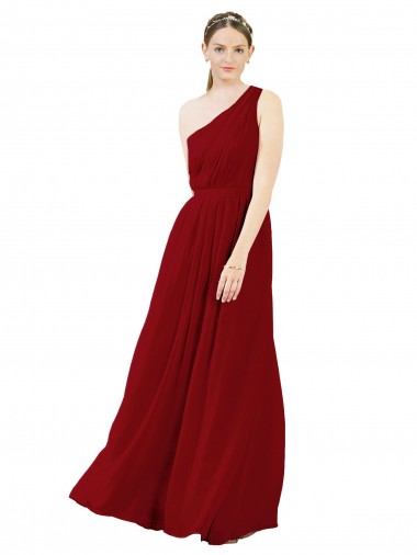 Bordeaux Trapèze Mousseline Longue Robes demoiselle d'honneur Prix Réduit