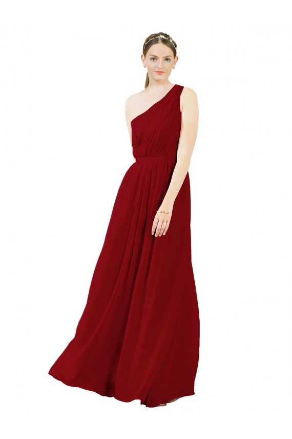Bordeaux Trapèze Mousseline Longue Robes demoiselle d'honneur Prix Réduit