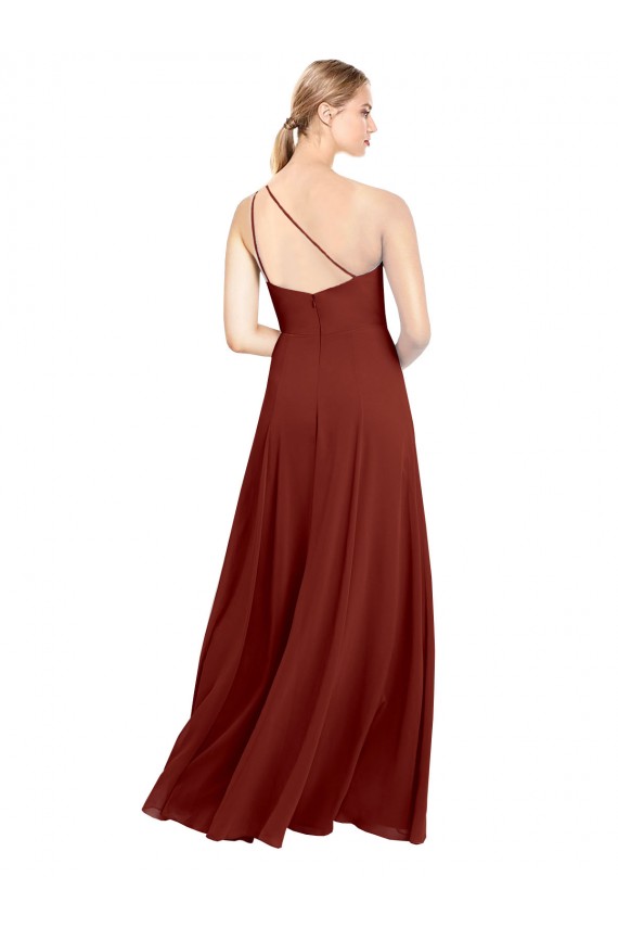 Bordeaux Trapèze Mousseline Longue Robes demoiselle d'honneur Prix Réduit