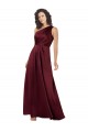 Bordeaux Trapèze Satiné Soyeux Longue Formelles Robes demoiselle d'honneur / Robes de soirée / Robes de bal Prix Réduit