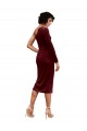 Bordeaux Trapèze midi Velours Stretch Courte Robes demoiselle d'honneur / Robes de bal Prix Réduit