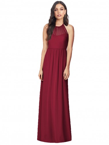 Bordeaux Trompette Licou Mousseline Longue Robes demoiselle d'honneur Prix Réduit