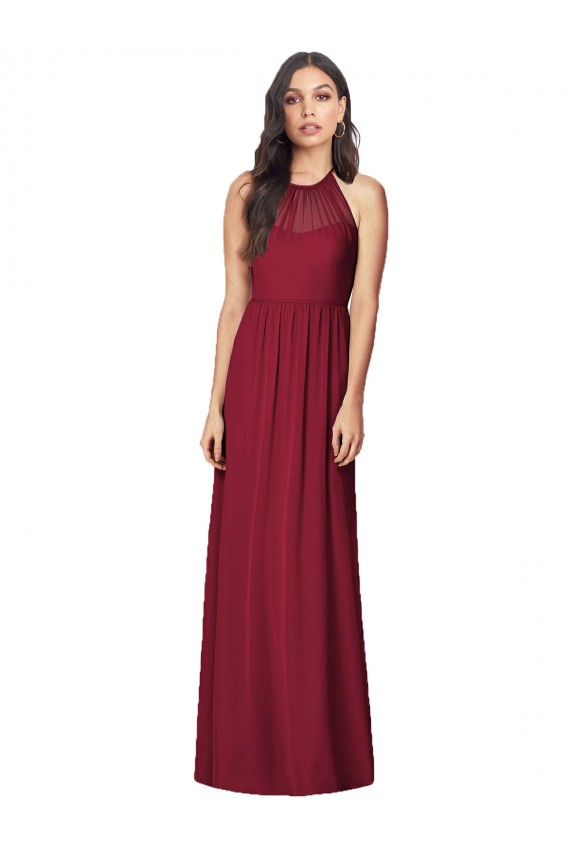 Bordeaux Trompette Licou Mousseline Longue Robes demoiselle d'honneur Prix Réduit