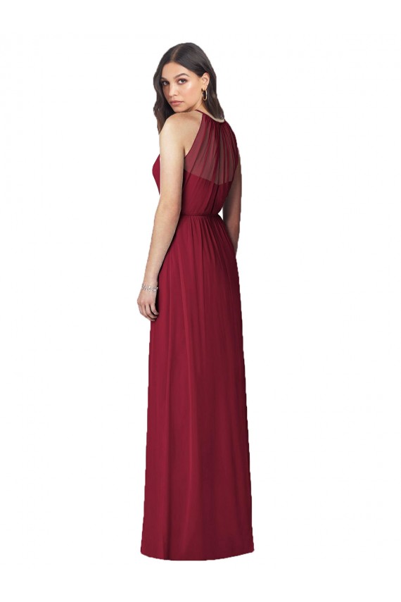 Bordeaux Trompette Licou Mousseline Longue Robes demoiselle d'honneur Prix Réduit