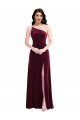 Bordeaux Trompette Velours Stretch Longue Robes demoiselle d'honneur / Robes de bal Prix Réduit