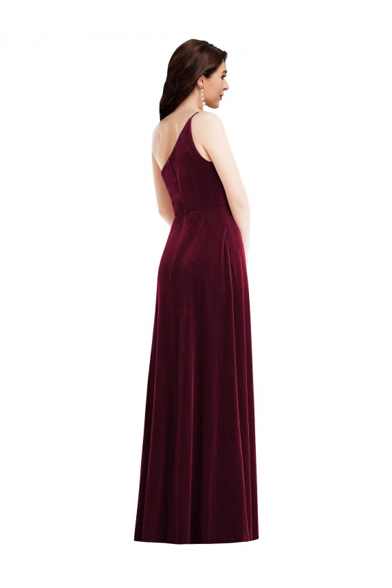 Bordeaux Trompette Velours Stretch Longue Robes demoiselle d'honneur / Robes de bal Prix Réduit