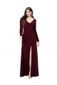Bordeaux foncé Fourreau Col V Spandex Longue Robes demoiselle d'honneur / Robes de bal Prix Réduit