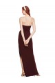 Bordeaux foncé Fourreau Sans bretelle Crêpe Stretch Longue Formelles Robes demoiselle d'honneur / Robes de soirée / Robes de bal Prix Réduit