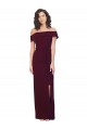 Bordeaux foncé Fourreau Épaule Dénudée Col Carré Crêpe Stretch Longue Formelles Robes demoiselle d'honneur / Robes de soirée / Robes de bal Prix Réduit