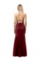 Bordeaux foncé Sirène Licou Col Haut Crêpe Stretch Longue Formelles Robes demoiselle d'honneur / Robes de soirée / Robes de bal Prix Réduit