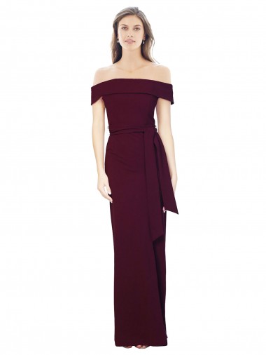 Bordeaux foncé Sirène Épaule Dénudée Crêpe Stretch Longue Formelles Robes demoiselle d'honneur / Robes de soirée / Robes de bal Prix Réduit