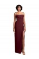 Bordeaux foncé Trapèze Bretelles spaghetti Col Carré Mousseline Longue Robes demoiselle d'honneur Prix Réduit
