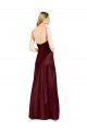 Bordeaux foncé Trapèze Bretelles spaghetti Col V Satiné Stretch Longue Formelles Robes demoiselle d'honneur / Robes de soirée / Robes de bal Prix Réduit