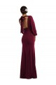 Bordeaux foncé Trompette Bateau Crêpe Stretch Longue Formelles Robes demoiselle d'honneur / Robes de soirée / Robes de bal Prix Réduit