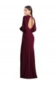 Bordeaux foncé Trompette Bateau Crêpe Stretch Longue Formelles Robes demoiselle d'honneur / Robes de soirée / Robes de bal Prix Réduit