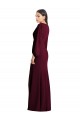 Bordeaux foncé Trompette Col V Crêpe Stretch Longue Robes demoiselle d'honneur / Robes de bal Prix Réduit