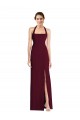 Bordeaux foncé Trompette Licou Crêpe Stretch Longue Robes demoiselle d'honneur / Robes de bal Prix Réduit
