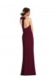 Bordeaux foncé Trompette Licou Crêpe Stretch Longue Robes demoiselle d'honneur / Robes de bal Prix Réduit